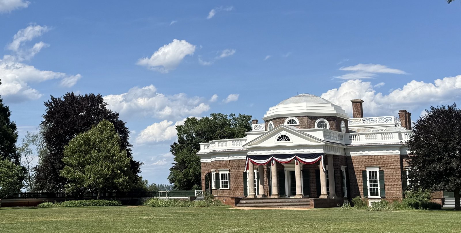 The west front of Monticello, Jefferson's domed mountaintop house
