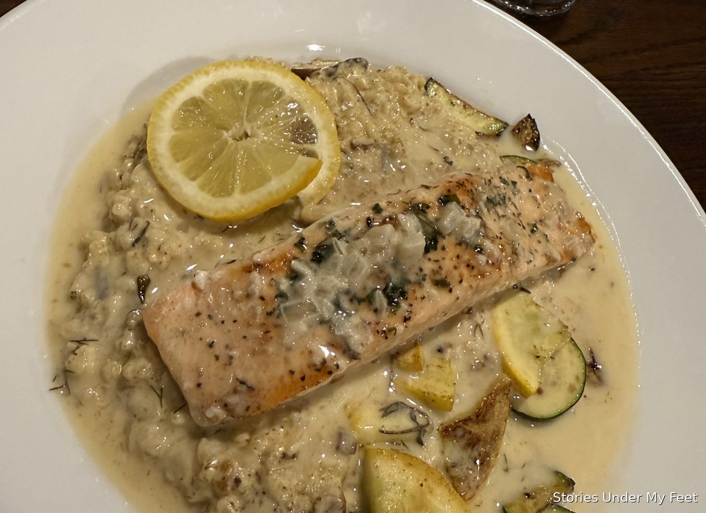 Locally caught salmon, served for a meal